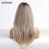 Wigs Emmor Synthetic Ombre Black to Light Blonde Wig With Bangs Hair Wigs CosplayNatural Heat Resistant Wigs for Women Daily Hair Wig