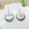 Dangle Küpeler 28mm Yuvarlak Beyaz Doğal Izgara Abalone Kabuk Damla Dairesel Yüzük Kadın Kız Diy Alaşım Moda Takı Tasarım