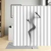 シャワーカーテン女性シャドウパターンカーテンセクシーな女の子ポートレートペインティングファブリックファブリックフック付きの家の装飾用の防水バスルーム