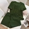 2023 Summer Womens Casual 2-Piece Tracksuit Set Short Sleeve Top and Shorts Y75