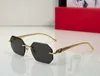 Designer Sonnenbrille für Männer Frauen Sommer 0524S Mini Schmaler Freizeitstil Anti-Ultraviolett Retro Plattenrahmenlos Metall Leoparden Beine Mode Brille zufällige Box