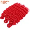 Lena Red Crochet Hair Synthetic Water Wave Braiding 24 Inch Braid High Temperature Fiber Fake 240401