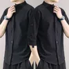 Camisa de linho masculina verão e versão coreana na moda bonito fino ajuste algodão 3/4 manga primavera manga curta