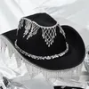 Bérets diamant glands chapeaux de cowboy chapeau incrusté de cristal pour acteur actrice