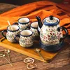 Teegeschirr-Sets, polnische Keramik-Kaffeetasse, Haushalt, Büro, Teekanne, Teetasse und Untertasse, Set, Wasser, Milch, Teebecher, Nachmittagstrinkgeschirr mit Tablett