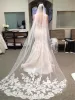 US Stock Bianco Avorio Bordo in pizzo Veli Cattedrale Lunghezza Velo da sposa da sposa 1 livello Lungo Voile Mariage Tulle Veu De Noiva CPA219