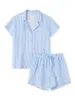 Damskie dresy dla kobiet słodkie piżamy w paski Zestaw koszuli krótkiego rękawu z workowate szorty y2k salon wychodzący z stroju sutak