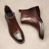 Botlar Erkekler Yüksek Top Ayakkabı Cowhide Style Oxford Büyük Boyu Orijinal Deri Kış Sıcaklık Pamuk Yün