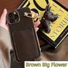 Phone Case Designer iPhone Case for Apple iPhone 15 Pro Max 13 12 14 plus 11 X XR XS Max Case Card Holder Fashion Brown L Monogram Gold Edging Mobile Cover Bulldog Pendant