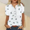 Designers' Short Sleeves Are Selling Well New Printed Loose Fitting Shirt Casual Village Leaf Style Womens Irregular Printing