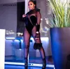Women039s Jumpsuits Rompers Anjamanor Black Mesh Patchwork Sexy Long Sleeve BodyCon Jumpsuit Winter 2022 Going Out Club Outfi9723759