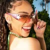 CB Y2K Lunettes de soleil Femmes grandes verres de soleil Five Star Rimless Punk One Piece Goggle NOUVELLES NURES DE LURXE NUDES FEMELLE ENVOIR autour des lunettes Cavallo Bianco