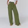 Pantalon Femme Femmes Plus Taille Large Jambe Lin Taille Moyenne Été Baggy Pantalon Relaxant Capris Imprimer W