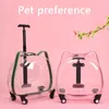 Transportador de cães giratório 360 graus, carrinho para animais de estimação, respirável, universal, cães, gatos, viagem, rodas silenciosas, mochila transparente, moda portátil