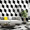 Tapety Wellyu 3D stereo tła tapeta czarno -biała kratek kwadrat nowoczesny minimalistyczny skandynistyczny styl geometryczny szary ins