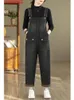 Women's Jeans Washed Distressed Denim Suspenders Overalls Loose Versatile Autumn And Winter Oversized Streetwear One-piece Pants Trend