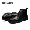 Botas Dekabr Winter Black Leather Sapatos Comfortáveis Moda Moda Menina Men Boots Novo Design Estilo Clássico Man Botas Casual