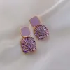 Stud 2024 Boucles d'oreilles Stud Style Sweet Automne et Winter Net Red Paragraphe Rhingestone Purple Love Ear Geometric Diamond Girl AA