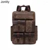 Mochila Jonlily Men's Wax Canvas Retro Alta Capacidade Caminhadas Saco Moda Viagem Cidade Daypack Bolsa Para Masculino -KG478