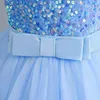 Luxury Girl Blue Sequined Dress 514T Children Formal Pageant Gala Prom Gown Bridesmaid Wedding Costume Graduation Clothes 240321