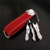 Sacs de rangement Mode Clé de voiture Pochette Sac Case Porte-cartes Chaîne Bague Organisateur de poche Smart Cuir Porte-clés Brown