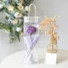 Fleurs décoratives finies bricolage oeillet tricoté à la main simulation au crochet enseignant fête des mères bouquet sac d'emballage cadeau