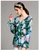 Women's Blouses Customize Made Women Long Sleeve Tops And Summer 2024 Runway Floral Print Green Shirt Plus Size XXXL