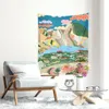 Nordiskt landskap Tapestry Pastoral Illustration Tecknad Abstrakt Tyg sovrum sovsal sängkläder dekoration vägg hängande trasa 240328