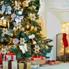 Fleurs décoratives 24 pièces, guirlande florale scintillante pour fête de noël, bricolage de vacances