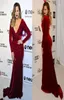 Burgundy v Neck Long Long Mermaid Velvet Fabric Dresses Valics Hights High Celebrity Celebrity Dress Dress 2014 Custom Mad6900362