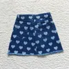 Wholesale Children Toddler Pocket Skirt Kids Jeans Elastic adjustable Love Baby Girl Summer Zipper Blue Heart Denim Clothing 240325