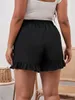 Finjani grande taille femmes Shorts Frenchy taille haute à volants ourlet vêtements de sport pour l'automne 240329