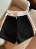 Shorts för kvinnor våren Slim Black Woolen Femme Y2K Kläder Pantalones Cortos de Mujer Sexig kort byxa 240402