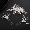 Hair Clips Barrettes Rose Gold Color Floral Bridal Comb Pins Set Crystal Piece Accessories Women Prom Headpiece Drop Delivery Jewelry Oteao