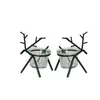 Candle Holders 2 Pcs Reindeer Tea Light Holder Iron Candlestick And Transparent Cup Christmas Table Stand(Golden)