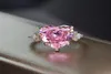 Anello con diamante zaffiro rosa da 5 ct con taglio a cuore Anello in argento sterling 925 con fede nuziale di fidanzamento per le donne Gioielleria raffinata donna RRU14 jewe6290951