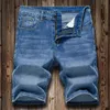 Été hommes mince Denim Shorts affaires décontracté mode ample Stretch tout-Match jean mâle haut de gamme marque cinq points pantalon 240327