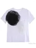 Женские футболки, модная цветная контрастная футболка из органзы, трехмерный большой цветок, декоративная футболка с круглым вырезом и коротким рукавом, летний топ