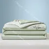 Enkel fast tvättad sidenluftkonditionering av höljeshallen Ice Silk Embroidery Summer Cool Quilt Bedding Set Filt 240401