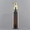 Butelki do przechowywania 300 ml 4-kolorowy dostępny okrągły kształt Squeeze Squeeze Pet Portable Plastikową Butelkę z aluminitową złotą pompę kolorów