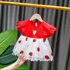 Mała dziewczynka księżniczka sukienka Summer Baby Dress Internet Czerwona nowa puszysta sukienka