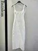 Casual Dresses Bazaleas Sexy Lady Vestidos Elegant White Tank Dress Store Back Slits monterad Summer Midi