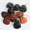 Storage Bags Genuine Leather Coin Purse Chinese Style Fu Blessing Bag Women Men Vintage Handmade Small Drawstring Pocket Key