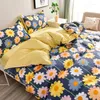 Conjuntos de cama Floral Padrão Estudante Dormitório Macio Conjunto de Quatro Peças Home Bed Sheet Quilt Cover Fronha