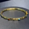 Bangles Новый римский стиль цветной каменный бирюзовый браслет женский богемийский дизайн изысканный цирконий заброшенные украшения ZK35