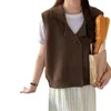 女性のベストkorejepo v-neck college style vest solid color sort color short nit seater2024 autumniedure Simplicity Cardigan Top Woman