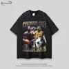 아메리칸 트렌디 풋볼 스타 인쇄 남성과 여자 농구 하이 스트리트 힙합 대형 긴 슬리브 티 티셔츠를위한 짧은 슬리브 티셔츠