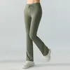 Al Yoga Lycra Fabric AlignTシャツセットハイウエストフレアパンツ薄いヨガパンツ裸の感触女性弾性トレーニングジムランニングスポーツウェア