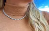 Hip Hop Iced Out Bling AAAA Zircon Heart Tennis Chain Necklace Women Fashion Jewelry Gold Silver Color Pink CZ Choker Necklace 2205913485