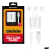 Chargeurs Nouveauté Eseekgo Qc-06 Set 1Xusb-A Qc3.0 Adaptateur de voyage avec 1M de données EU / US rapide dans la boîte de vente au détail Drop Delivery Electronics Ba Dhpgv